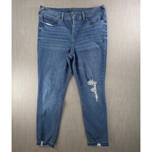 Sound Style Skinny Jeans Women Size 16 Blue Distressed Raw‎ Hem Denim